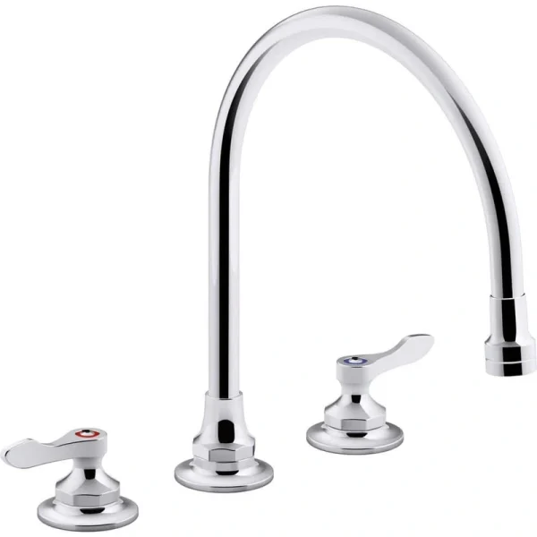 KOHLER Triton Bowe Double Handle Standard Kitchen Faucet with Aerated Flow in Polished Chrome