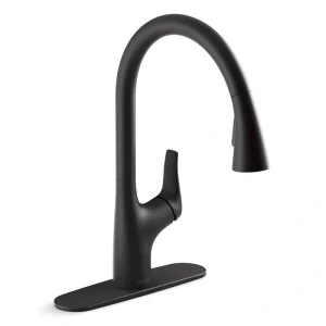 KOHLER Trove Single Handle Pull Down Sprayer Kitchen Faucet in Matte Black