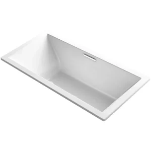 KOHLER Underscore Rectangle 72 in. Rectangular Drop-in Bathtub with Bask Heated Surface in White