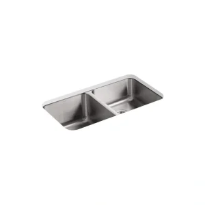 KOHLER Undertone 31.5 in. Undermount Double Bowl Stainless Steel Kitchen Sink