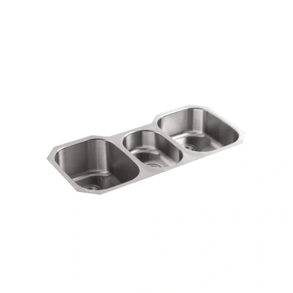 KOHLER Undertone Undercounter Stainless Steel 41.625 in. 0 hole Triple Basin Kitchen Sink