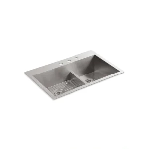 KOHLER Vault 33 in. Drop-in/Undermount Double Bowl Stainless Steel Kitchen Sink T726938524