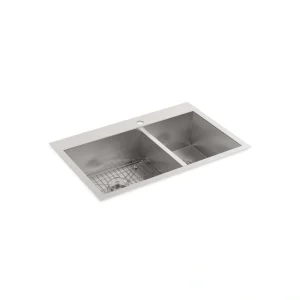 KOHLER Vault 33 in. Drop-in/Undermount Double Bowl Stainless Steel Kitchen Sink T726938717