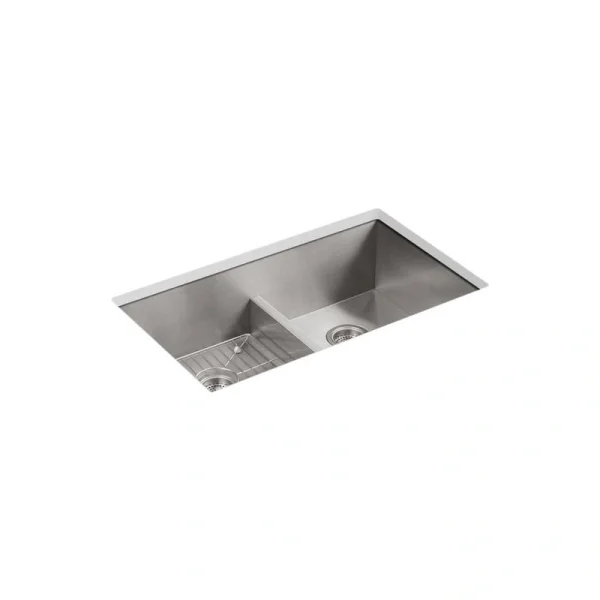 KOHLER Vault 33 in. Drop-in/Undermount Double Bowl Stainless Steel Kitchen Sink T726938736
