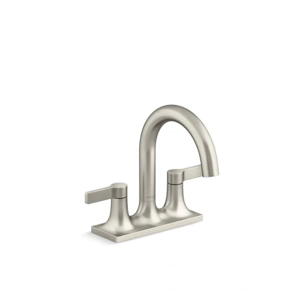 KOHLER Venza 4 in. Centerset Double Handle Bathroom Faucet in Vibrant Brushed Nickel T726940370