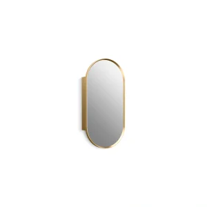 KOHLER Verdera 15-in x 30-in Surface/Recessed Mount Moderne Brushed Gold Mirrored Oval Medicine Cabinet