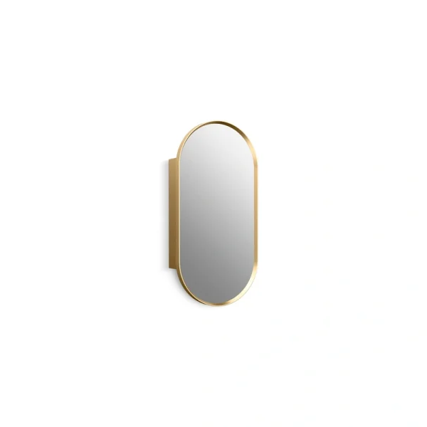 KOHLER Verdera 15-in x 30-in Surface/Recessed Mount Moderne Brushed Gold Mirrored Oval Medicine Cabinet