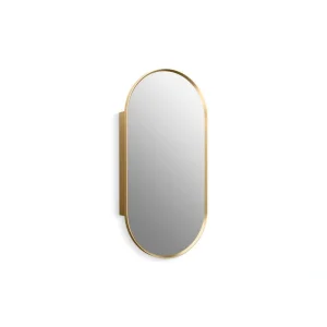 KOHLER Verdera 20 in. W x 40 in. H Capsule Oval Framed Medicine Cabinet with Mirror in Moderne Brushed Gold