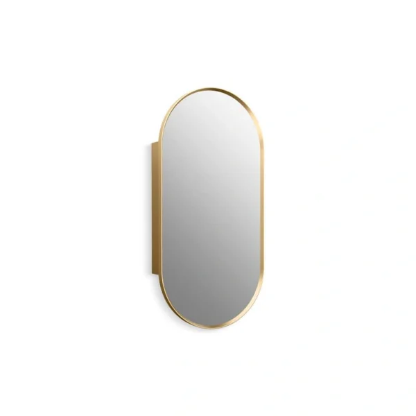 KOHLER Verdera 20 in. W x 40 in. H Capsule Oval Framed Medicine Cabinet with Mirror in Moderne Brushed Gold