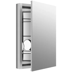 KOHLER Verdera 20-in x 30-in Surface/Recessed Mount Anodized Aluminum Mirrored Soft Close Medicine Cabinet