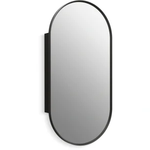 KOHLER Verdera 20-in x 40-in Surface/Recessed Mount Matte Black Mirrored Arched Medicine Cabinet