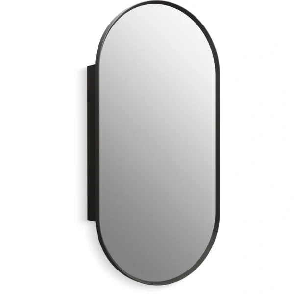 KOHLER Verdera 20-in x 40-in Surface/Recessed Mount Matte Black Mirrored Arched Medicine Cabinet