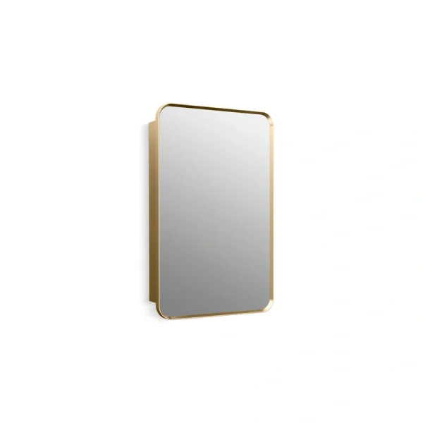 KOHLER Verdera 22-in x 34-in Surface/Recessed Mount Moderne Brushed Gold Mirrored Medicine Cabinet