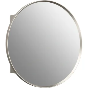 KOHLER Verdera 23.625-in x 23.625-in Surface/Recessed Mount Brushed Nickel Mirrored Round Medicine Cabinet