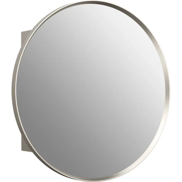 KOHLER Verdera 23.625-in x 23.625-in Surface/Recessed Mount Brushed Nickel Mirrored Round Medicine Cabinet