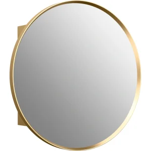KOHLER Verdera 23.625-in x 23.625-in Surface/Recessed Mount Moderne Brushed Gold Mirrored Round Medicine Cabinet