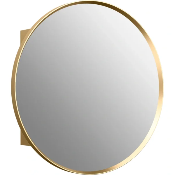 KOHLER Verdera 23.625-in x 23.625-in Surface/Recessed Mount Moderne Brushed Gold Mirrored Round Medicine Cabinet