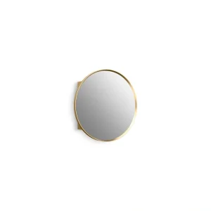 KOHLER Verdera 24 in. W x 24 in. H Round Framed Moderne Brushed Gold Recessed/Surface Mount Medicine Cabinet with Mirror