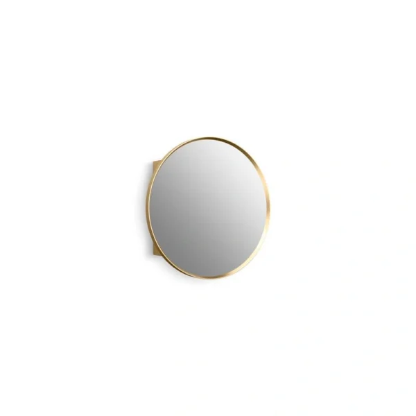 KOHLER Verdera 24 in. W x 24 in. H Round Framed Moderne Brushed Gold Recessed/Surface Mount Medicine Cabinet with Mirror
