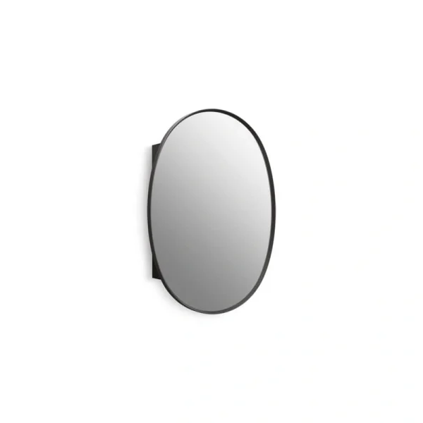KOHLER Verdera 24 in. W x 34 in. H Oval Framed Matte Black Recessed/Surface Mount Medicine Cabinet with Mirror