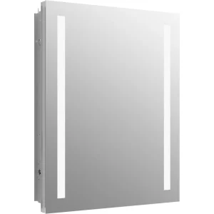 KOHLER Verdera 24-in x 30-in Lighted LED Surface/Recessed Mount Aluminum Mirrored Soft Close Medicine Cabinet with Outlet