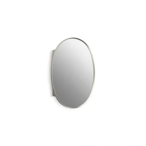 KOHLER Verdera 24-in x 33.5-in Surface/Recessed Mount Brushed Nickel Mirrored Oval Medicine Cabinet