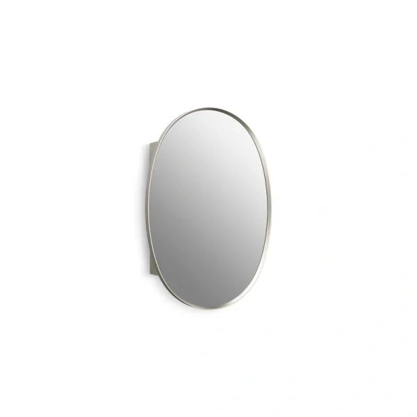 KOHLER Verdera 24-in x 33.5-in Surface/Recessed Mount Brushed Nickel Mirrored Oval Medicine Cabinet