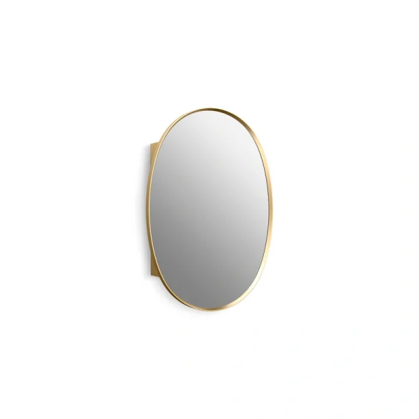 KOHLER Verdera 24-in x 33.5-in Surface/Recessed Mount Moderne Brushed Gold Mirrored Oval Medicine Cabinet