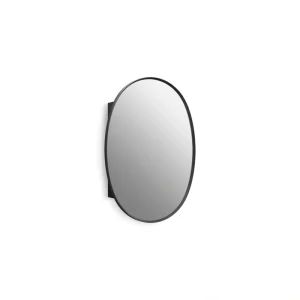 KOHLER Verdera 24-in x 34-in Surface/Recessed Mount Matte Black Mirrored Oval Medicine Cabinet