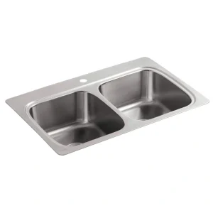 KOHLER Verse Drop-In Stainless Steel 33 in. 1-Hole 50/50 Double Bowl Kitchen Sink