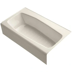 KOHLER Villager 5 ft. Right Drain Rectangular Alcove Soaking Tub in Almond