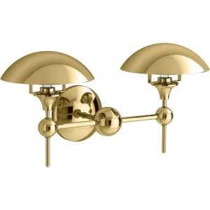 KOHLER Vorleigh 2-Light 21.625 in. W Polished Brass Sconce