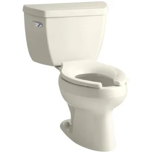 KOHLER Wellworth 12 in. Rough In 2-Piece 1.6 GPF Single Flush Elongated Toilet in Biscuit Seat Not Included