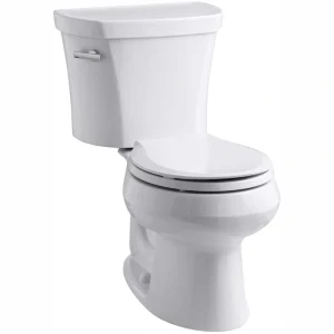 KOHLER Wellworth 14 in. Rough In 2-Piece 1.28 GPF Single Flush Round Toilet in White Seat Not Included