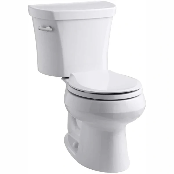 KOHLER Wellworth 14 in. Rough In 2-Piece 1.28 GPF Single Flush Round Toilet in White Seat Not Included
