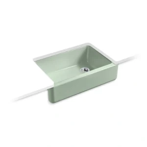 KOHLER Whitehaven 32.69 in. Undermount Single Bowl Aspen Green Cast Iron Kitchen Sink
