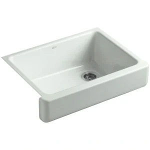 KOHLER Whitehaven Farmhouse Apron-Front Cast Iron 30 in. Single Basin Kitchen Sink in Sea Salt