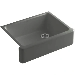 KOHLER Whitehaven Farmhouse Apron-Front Cast Iron 30 in. Single Basin Kitchen Sink in Thunder Grey
