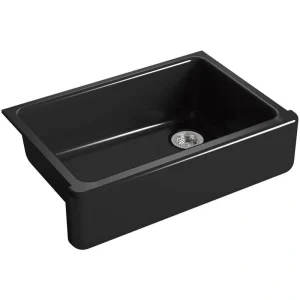 KOHLER Whitehaven Farmhouse Apron-Front Cast-Iron 33 in. Single Basin Kitchen Sink in Black