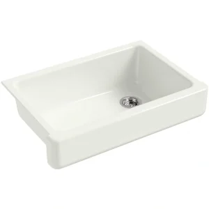 KOHLER Whitehaven Farmhouse/Apron-Front Cast-Iron 33 in. Single Basin Kitchen Sink in Dune