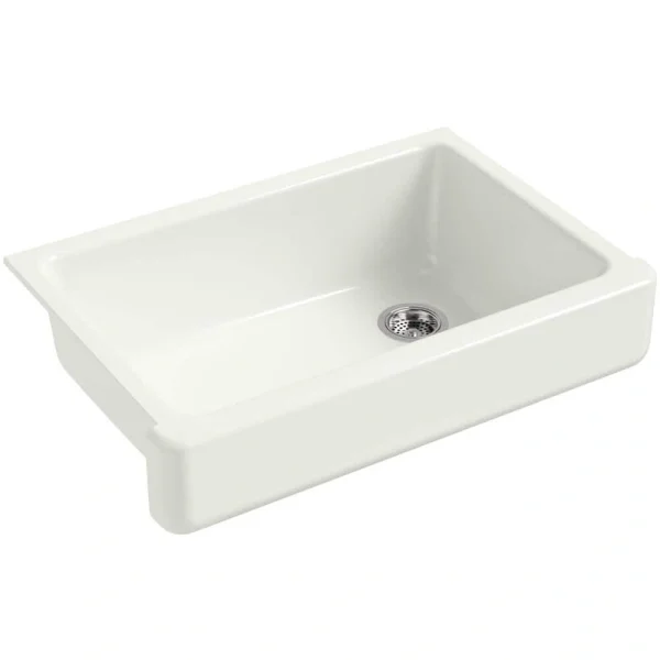 KOHLER Whitehaven Farmhouse/Apron-Front Cast-Iron 33 in. Single Basin Kitchen Sink in Dune