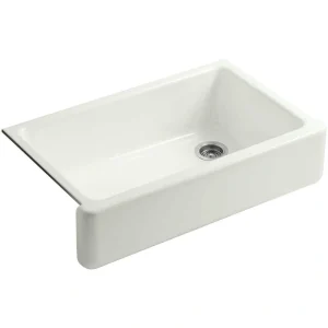 KOHLER Whitehaven Farmhouse/Apron-Front Cast Iron 36 in. Single Basin Kitchen Sink in Dune