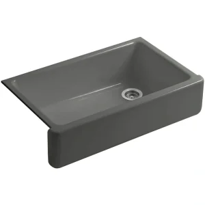 KOHLER Whitehaven Farmhouse/Apron-Front Cast-Iron 36 in. Single Basin Kitchen Sink in Thunder Grey