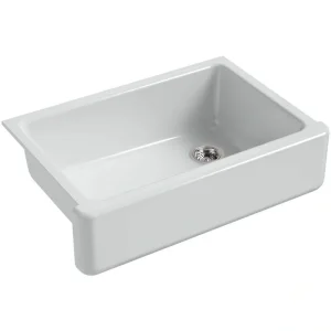 KOHLER Whitehaven Farmhouse Apron Front Self-Trimming Cast Iron 33 in. Single Bowl Kitchen Sink in Ice Grey