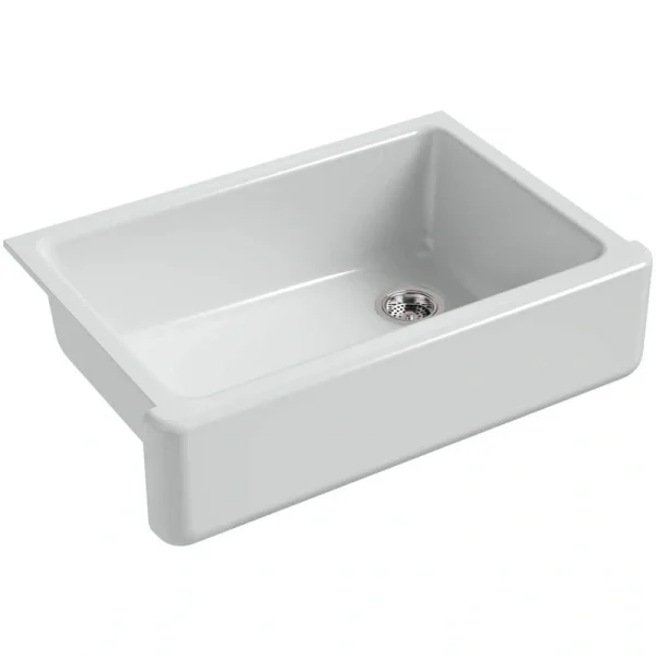 KOHLER Whitehaven Farmhouse Apron Front Self-Trimming Cast Iron 33 in. Single Bowl Kitchen Sink in Ice Grey