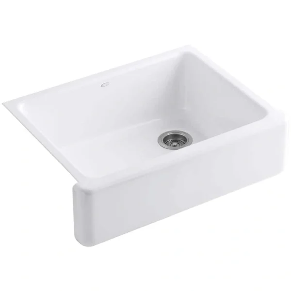 KOHLER Whitehaven Farmhouse Undermount Apron Front Cast Iron 30 in. Self-Trimming Single Bowl Kitchen Sink in White
