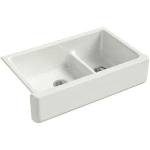 KOHLER Whitehaven Smart Divide Dune Cast Iron 36 in. Double Bowl Undermount Farmhouse Apron Kitchen Sink
