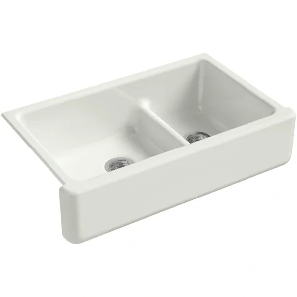 KOHLER Whitehaven Smart Divide Dune Cast Iron 36 in. Double Bowl Undermount Farmhouse Apron Kitchen Sink