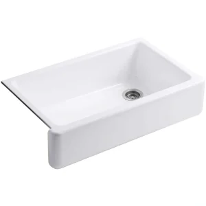 KOHLER Whitehaven Undermount Farmhouse Apron Front Cast Iron 36 in. Single Bowl Kitchen Sink in White