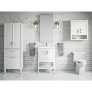 KOHLER Winnow 24.12in. Single Sink Freestanding White Bath Vanity with White Quartz Top Assembled
